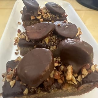 Chocolate Dipped Pecan banana cake